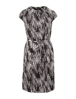 A-lijn jurk met all over print en ceintuur zwart/grijs
