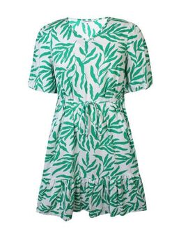 A-lijn jurk met all over print groen/wit