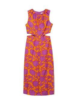 Jurk met all over print oranje/paars