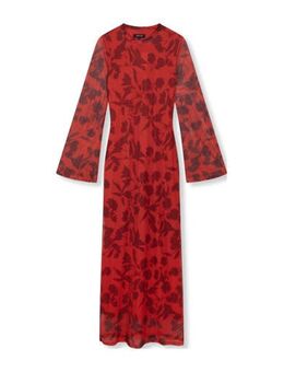 Gebloemde mesh maxi jurk Blossom rood