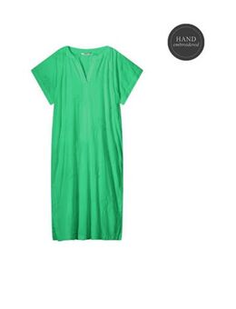 Maxi jurk met all over print en borduursels groen