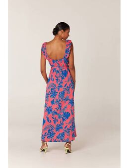 Maxi jurk van jersey roze/blauw