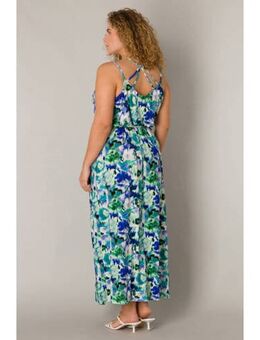 Maxi jurk met all over print en ceintuur light aqua/multi col