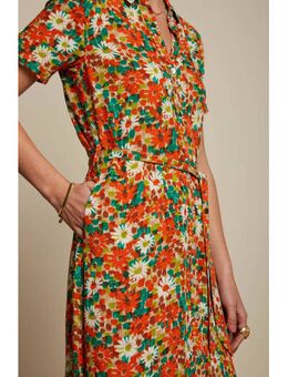 Gebloemde blousejurk Rosie Midi Dress Keylime oranje/groen/wit