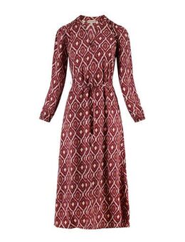 Maxi jurk met all over print zand/roodbruin
