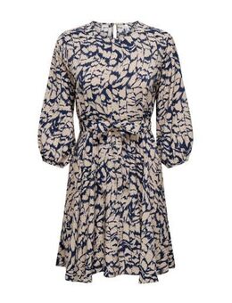 Jurk ONLCELINA met all over print donkerblauw/ bruin