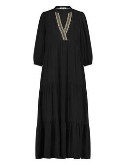 Maxi jurk Sabrina met contrastbies en contrastbies zwart
