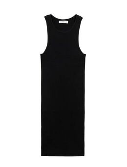 Ribgebreide bodycon jurk wit/blauw