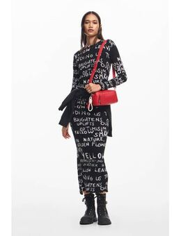 Jurk met all over print zwart/ wit