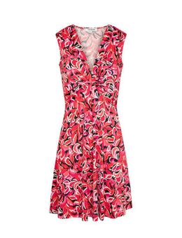 A-lijn jurk met all over print rood/roze/zwart