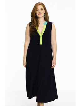 A-lijn jurk DOLCE van travelstof donkerblauw/limegroen/turquoise