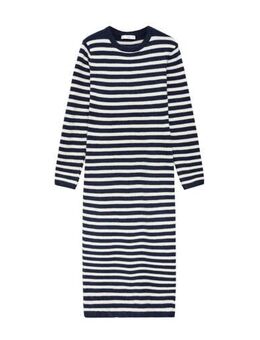 Gestreepte jurk marine/wit