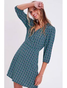 Mini jurk met all over print groen/paars