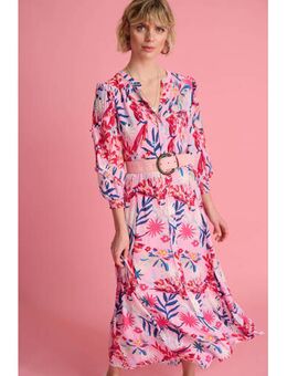 Blousejurk Botanical Pink met all over print roze/blauw/rood