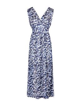 Maxi jurk met all over print en glitters donkerblauw/ wit