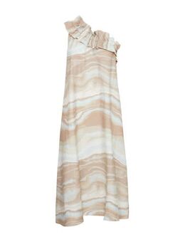 A-lijn jurk BYIHAMMA met linnen en all over print ecru/beige