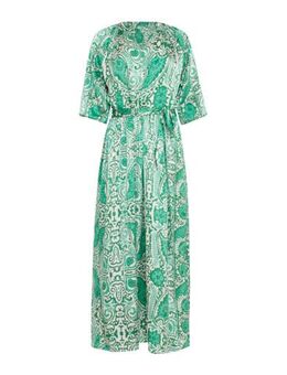 Maxi jurk met all over print groen/ecru