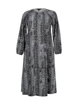 A-lijn jurk met dierenprint grijs/zwart