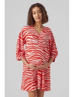 Zwangerschapsjurk van gerecycled polyester rood/wit
