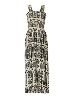 Maxi jurk ESLIA-DR met all over print ecru/zwart