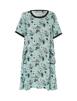 Jurk met allover print groen/zwart