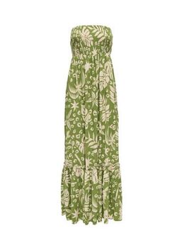 Strapless jurk ONLHERA met all over print groen/ beige