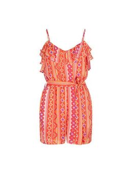 Playsuit June met all over print lichtoranje/ roze