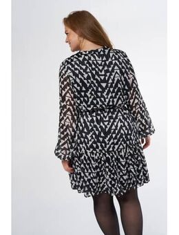 Blousejurk met all over print en ceintuur zwart/wit