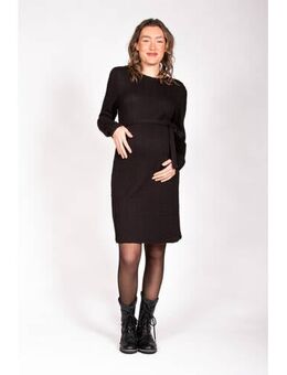 Zwangerschapslittle black dress met kabels zwart