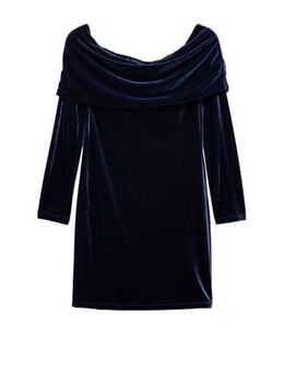 Off shoulder jurk donkerblauw