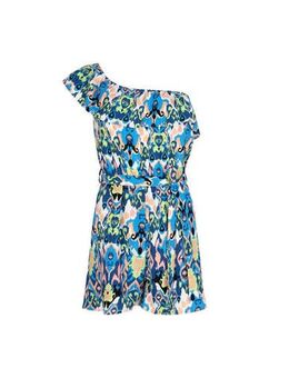 Off shoulder playsuit Bethany met all over print