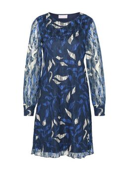 Semi-transparante jurk met all over print blauw