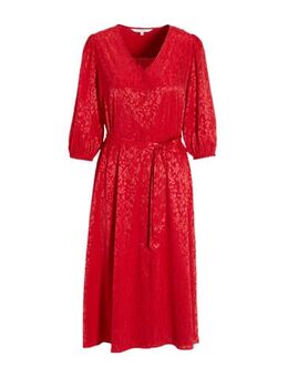 Midi blousejurk van jacquard stof rood