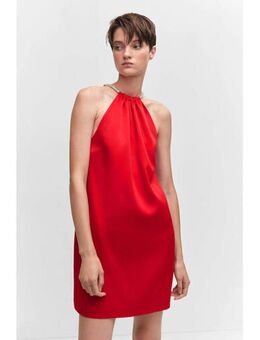 Halter jurk Rosi met glitters rood