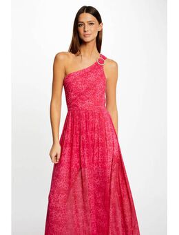 Maxi jurk met panterprint en plooien roze