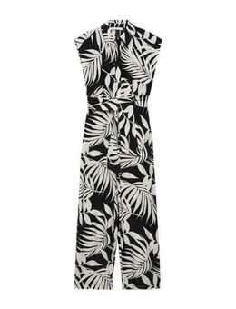 Jumpsuit met all over print zwart/ecru