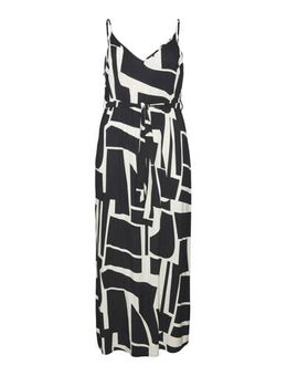 Maxi jurk VMCEASY met grafische print en ceintuur zwart/ecru