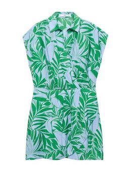 Overslagjurk met all over print blauw/groen