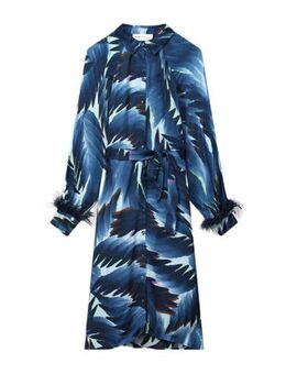 Blousejurk met all over print donkerblauw/ blauw/ wit