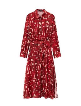 Blousejurk met all over print en ceintuur rood