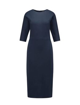 Tricot jurk met half lange mouw in donkerblauw