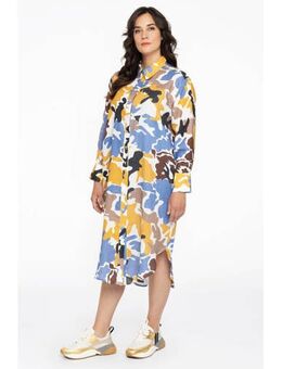 Blousejurk met all over print wit/oker/blauw