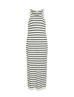 Gestreepte bodycon jurk ecru/zwart