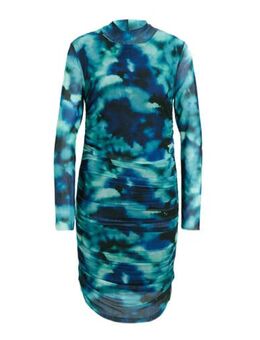 Tie-dye semi-transparante mesh jurk Juda blauw/ lichtblauw