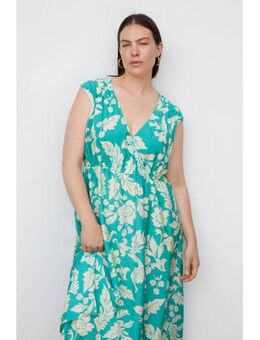 Gebloemde maxi jurk met open rug turquoise