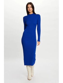 Fijngebreide jurk met open detail blauw