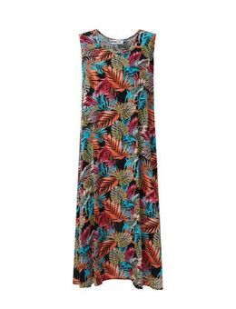 A-lijn jurk met all over print zwart/roze/blauw