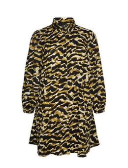 Blousejurk VMCGAIL met dierenprint zwart/bruin