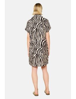 Blousejurk met zebraprint donkerbruin/ecru