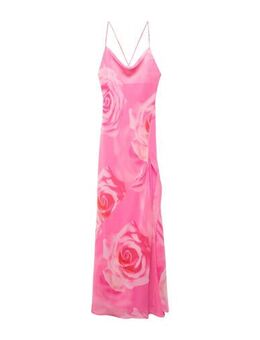 Gebloemde maxi jurk met open rug roze